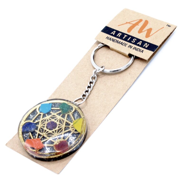 Orgonite-Power-Keyring-Round-Seven-Chakra