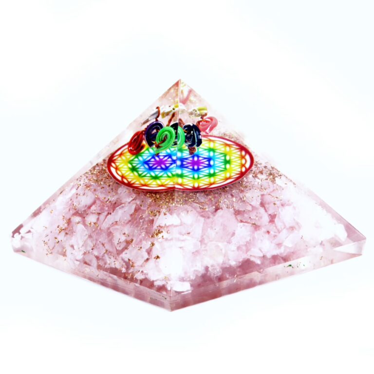 Orgonite-Pyramid-Rose-Quartz-Rainbow-Flower-of-Life-70-mm