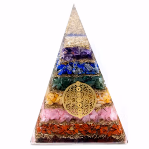 Orgonitt Pyramide - Livets Syv Chakrablomster - 70 mm