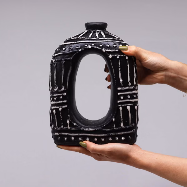 Oval Donutformet Vase - Sjokolade 23 cm - Bilde 3