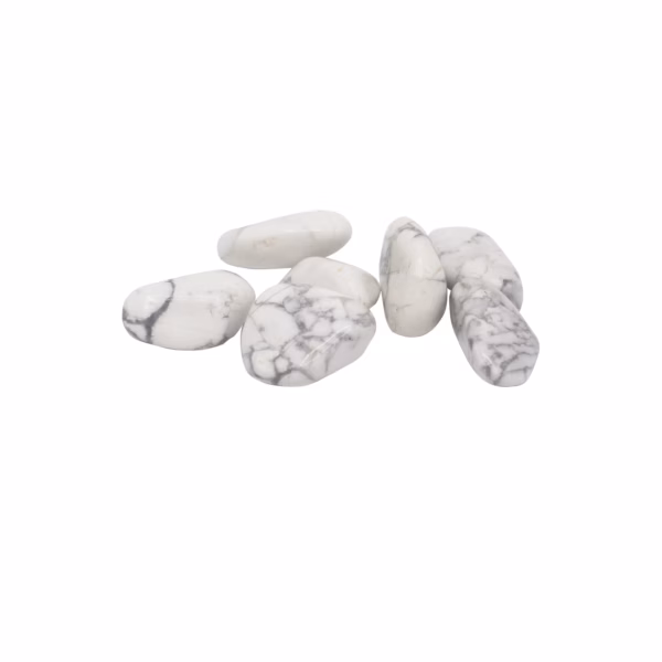 Pakke med 24 L Tromlede Stener - Howlite, Hvit - Bilde 3