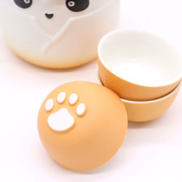 Panda Tekanne Sett Og Tre Kopper - Oransje - Bilde 5