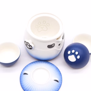 Set de Tetera y Tres Tazas Panda - Azul Cielo