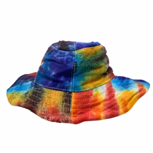Festivalhatt med Lapper Og Tråder I Hamp Og Bomull - Tiedye
