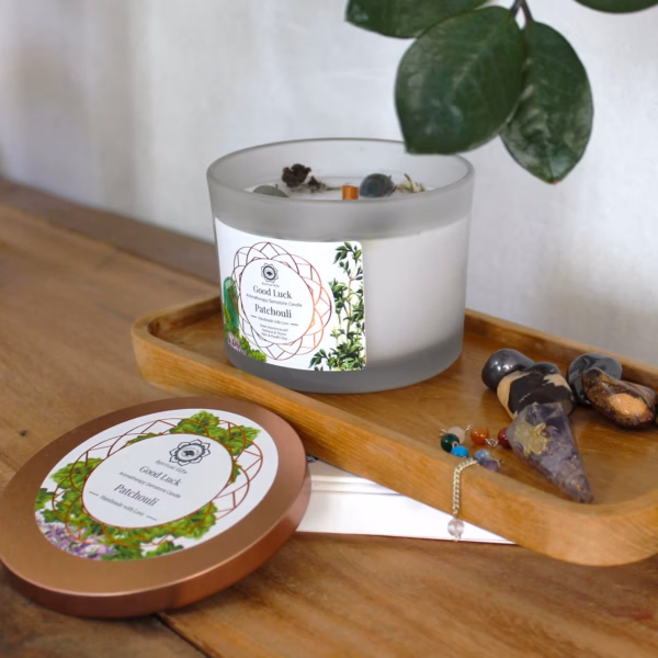 Patchouli Og Grønn Aventurin Edelsteinslys - Good Luck - Bilde 4
