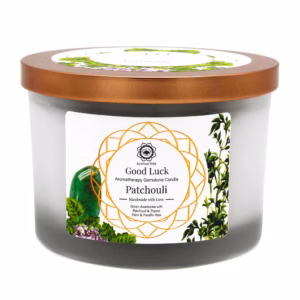 Patchouli Og Grønn Aventurin Edelsteinslys - Good Luck