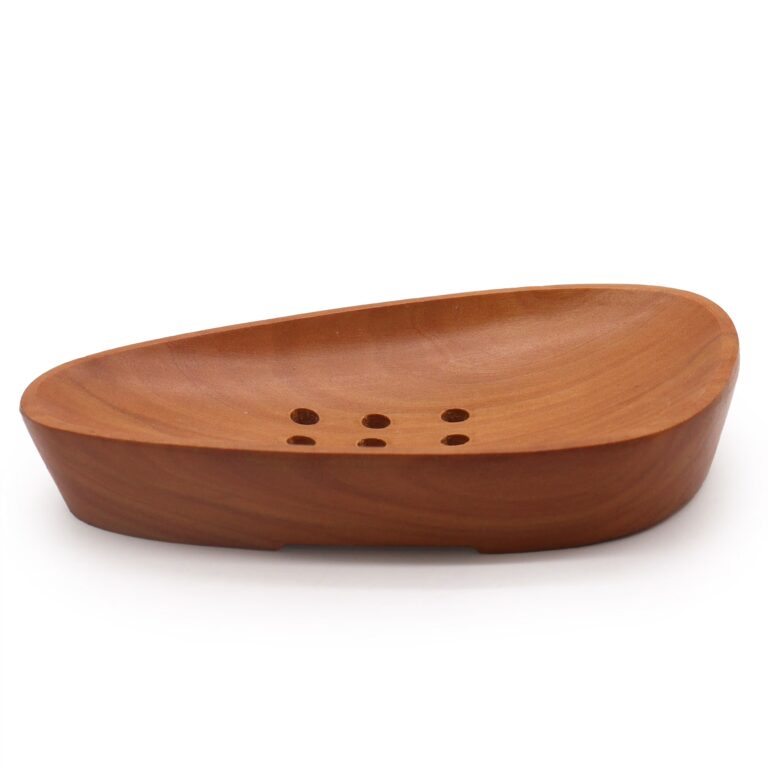 Pebble-Shape-Mahogany-Soap-Dish