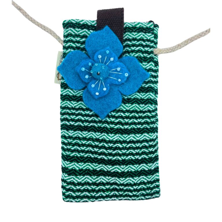 Phone-Holder-Bag-Stripes-Green-flower-decor