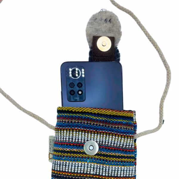 Sac Support Téléphone Rayures Multi et Blanc - Décor Chouette – Image 2