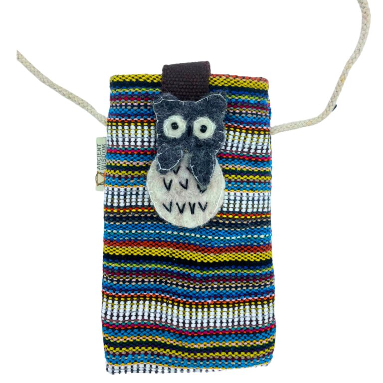 Phone-Holder-Bag-Stripes-Multi-and-White-owl-decor