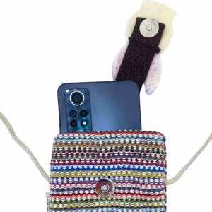 Sac Support Téléphone Rayures Rose - Décor Lapin