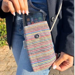Sac Support Téléphone Rayures Rose - Décor Lapin