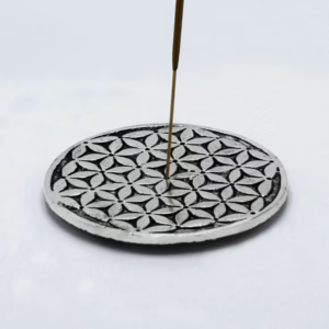 Gepolijst Aluminium Bloem des Levens Wierookhouder 11cm