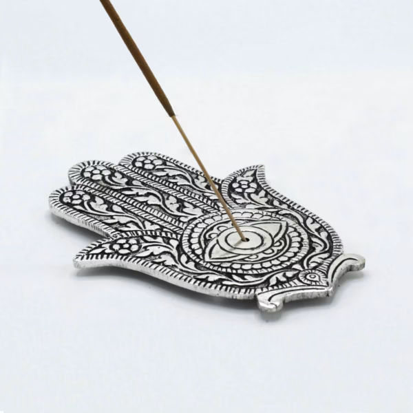 Hamsa Røkelsesholder I Polert Aluminium, 14 cm - Bilde 2