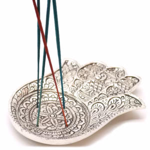 Poleret Aluminium Stor Hamsa Røgelsesholder 18x13cm