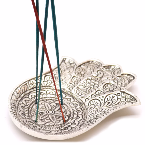 Gepolijst Aluminium Grote Hamsa Wierookhouder 18X13Cm - Afbeelding 2