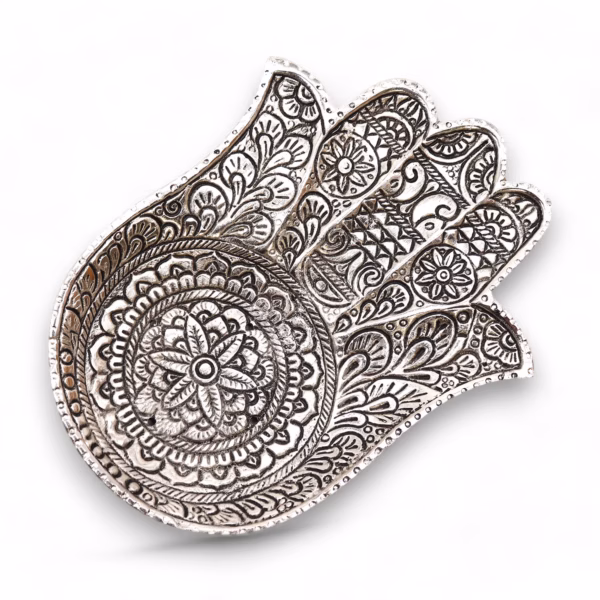 Gepolijst Aluminium Grote Hamsa Wierookhouder 18X13Cm