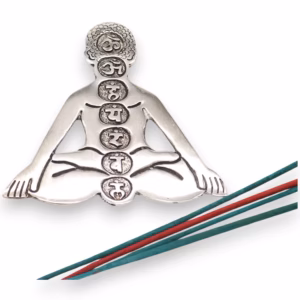 Røgelsesholder til Yoga med Syv Chakraer i Poleret Aluminium 12x12cm