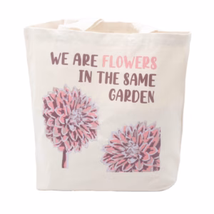 Bomullspose med Trykk - We Are Flowers - Naturell