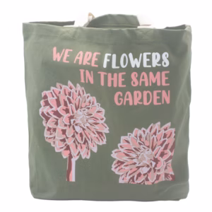 Bomullsveske med Trykk - We Are Flowers - Olive