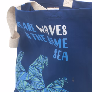 Trykt Bomuldstaske - We Are Waves - Blå