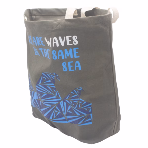 Bomullsveske med Trykk - We Are Waves - Grå - Bilde 2