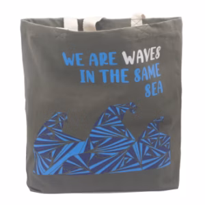 Bomullsveske med Trykk - We Are Waves - Grå