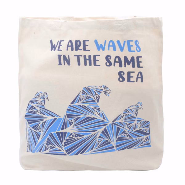 Bomullsveske med Trykk - We Are Waves - Grå - Bilde 5