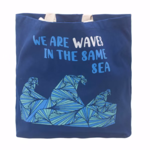Trykt Bomuldstaske - We Are Waves - Grå