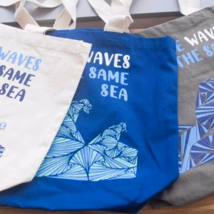 Trykt Bomuldstaske - We Are Waves - Naturlig