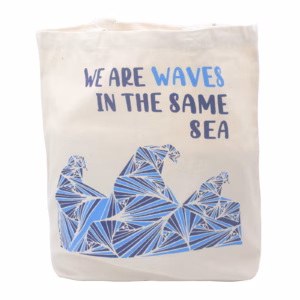 Bomullspose med Trykk - We Are Waves - Naturell