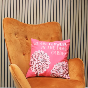 Printed Cotton Cushion Cover - We Are Flowers - Pink