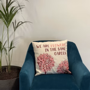 Printed Cotton Cushion Cover - We Are Flowers - Pink