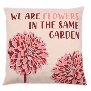 Printed Cotton Cushion Cover - We Are Flowers - Pink