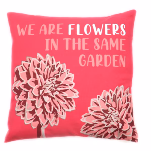 Printed Cotton Cushion Cover - We are Flowers - Pink