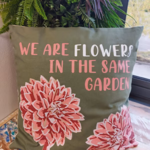 Printed Cotton Cushion Cover - We Are Flowers - Pink