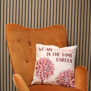 Printed Cotton Cushion Cover - We Are Flowers - Pink