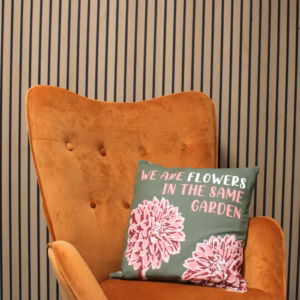 Printed Cotton Cushion Cover - We Are Flowers - Pink