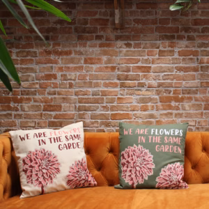 Printed Cotton Cushion Cover - We Are Flowers - Pink