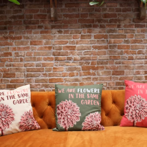 Printed Cotton Cushion Cover - We Are Flowers - Pink