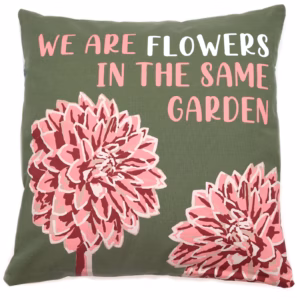 Printed Cotton Cushion Cover - We Are Flowers - Pink