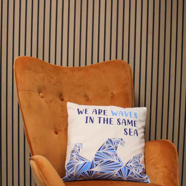 Printed Cotton Cushion Cover - We are Waves - Grey – Bild 10
