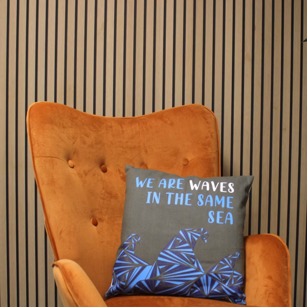 Printed Cotton Cushion Cover - We are Waves - Natural – Bild 9
