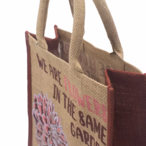 Bedrukte Jute Tas - We Are Flowers - Olijf