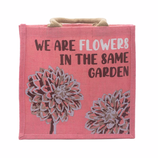 Jutepose med Trykk - We Are Flowers - Oliven - Bilde 6