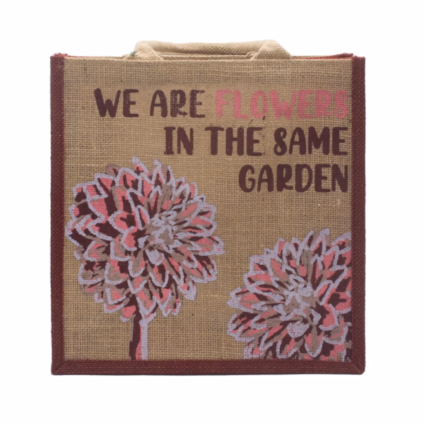 Jutepose med Trykk - We Are Flowers - Oliven - Bilde 10