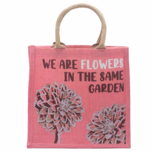 Trykt Jutepose - We Are Flowers - Pink