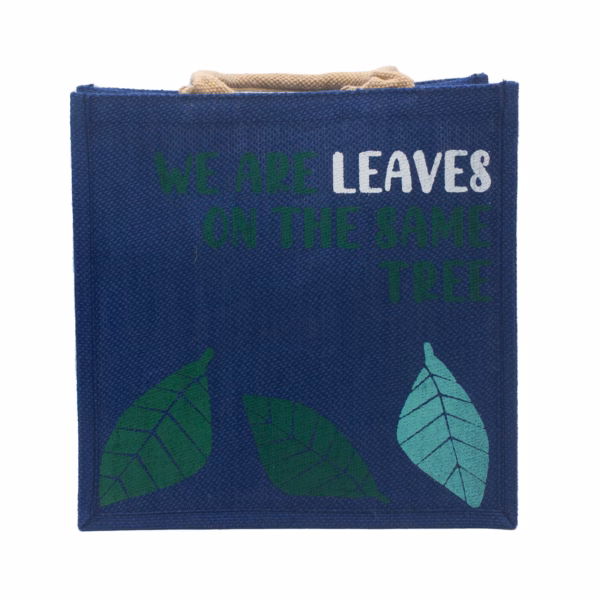 Printed Jute Bag - We Are Leaves - Blue - Imagen 2