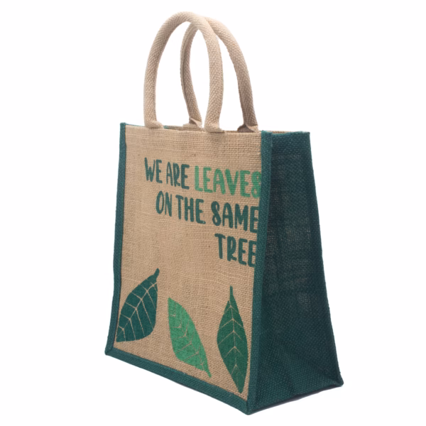 Printed Jute Bag - We Are Leaves - Blue - Imagen 11