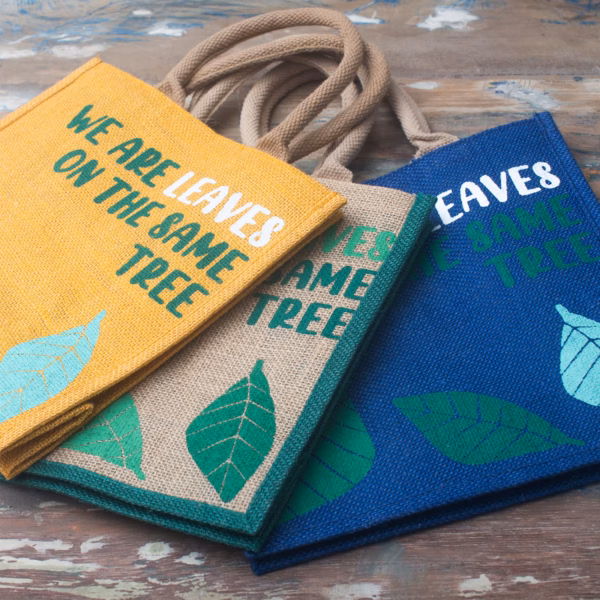 Printed Jute Bag - We Are Leaves - Blue - Imagen 14